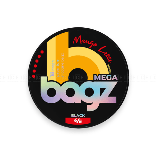 Woreczki nikotynowe Bagz 6/6 Mega Black 20mg/g - Mango Lassi -zdjęcie numer 1