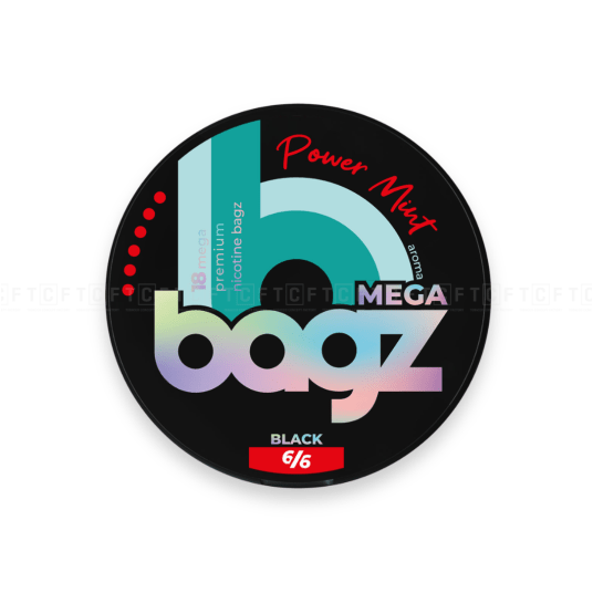 Woreczki nikotynowe Bagz 6/6 Mega Black 20mg/g - Power Mint -zdjęcie numer 1